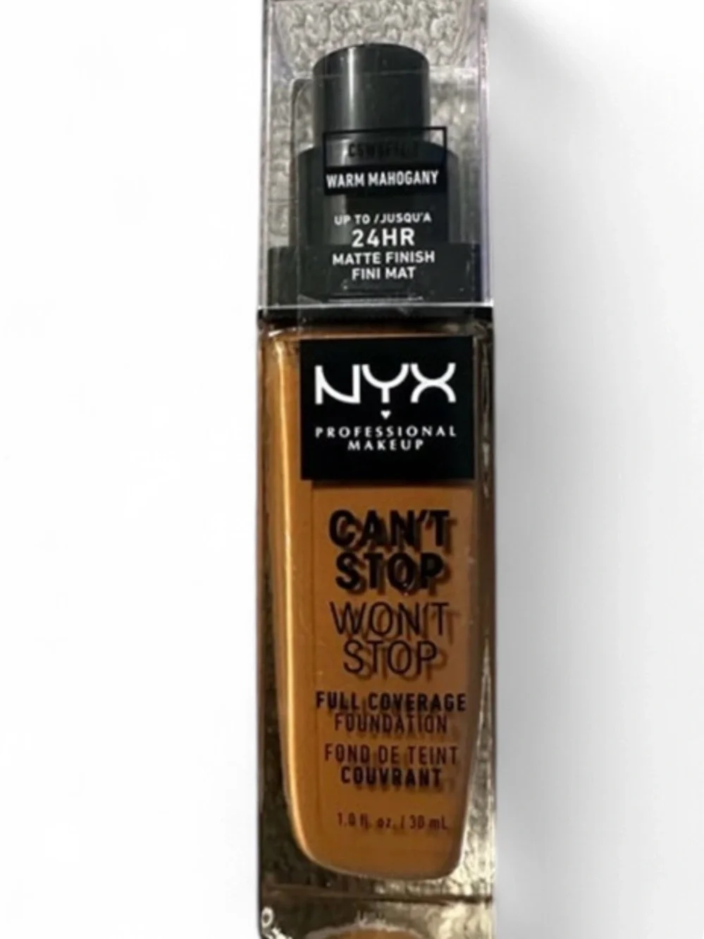 NYX Can't Stop Won't Stop Foundation 24H Full Coverage Warm Mahogany NWT